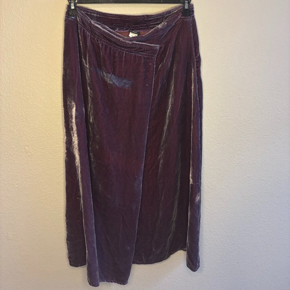 100% Silk Maxi Length Purple Crushed Silk Skirt